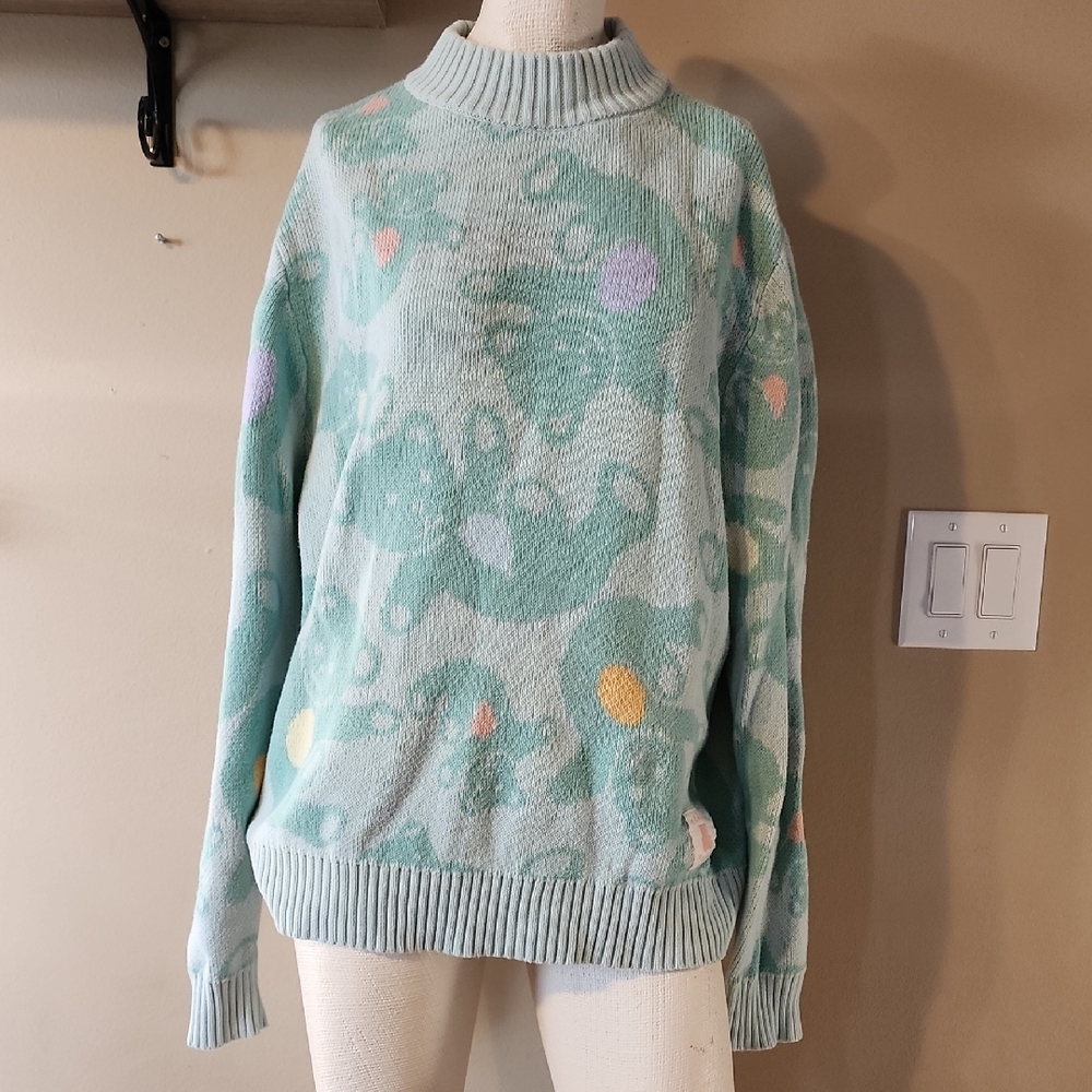 🔴 Teddy Fresh Green and Purple Cowl Turtleneck Sweater
